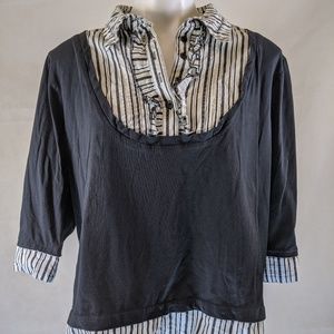 Andrew & Co. 3/4 Sleeve Ruffle Front Blouse